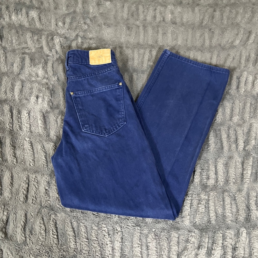 ZARA Wide Leg Jeans Blue High Rise Women size 0